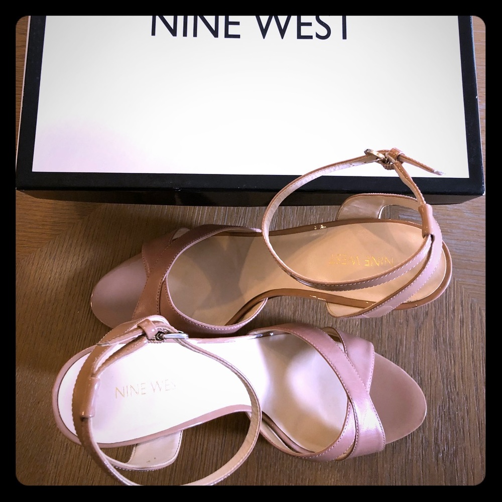 Nine West Mooch Natural Ankle Strap Heels Size 10